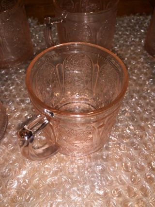 RARE Depression Glass Jeanette Glass Co.  Pink - Cherry Blossom Mug - Flat 7 oz. 9