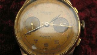 Large Vintage Mens Mechanical Chronograph Wristwatch