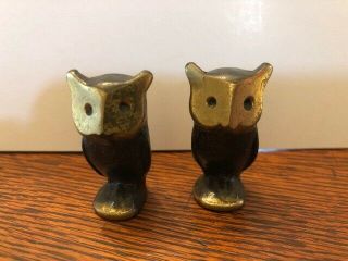 Bosse Austria Small (2) Owls Solid Brass With Label Hagenauer Era