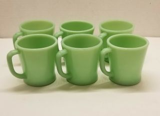 Set Of 6 Vintage Fire - King Jadeite D Handle Mugs