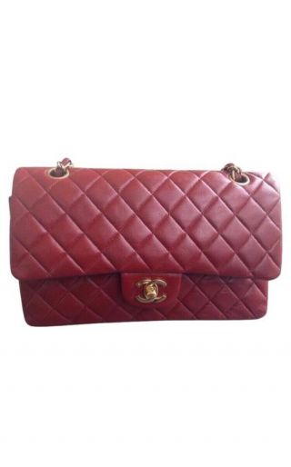 Authentic Chanel Vintage Red Classic Double Flap Bag