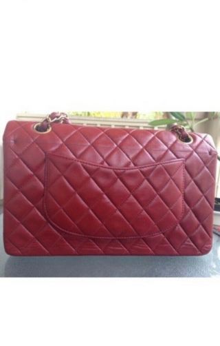 Authentic Chanel Vintage Red Classic Double Flap Bag 2