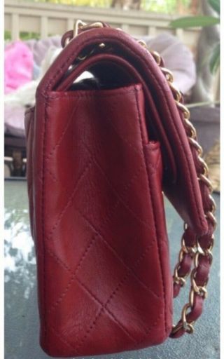 Authentic Chanel Vintage Red Classic Double Flap Bag 4