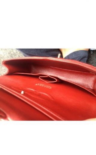 Authentic Chanel Vintage Red Classic Double Flap Bag 7