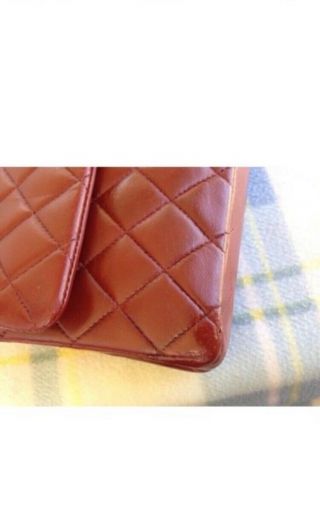 Authentic Chanel Vintage Red Classic Double Flap Bag 9