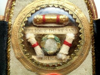Rare Antique Reliquary Triptych W/ Relics Of The Holy Blood Relic Of Bruges