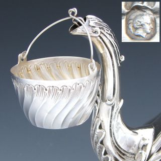 Antique French Sterling Silver Tea Pot Leaf Strainer,  Louis Xv Rococo Spiral