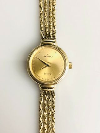 Vintage Movado 14k 4 - Strand All Gold Ladies Watch