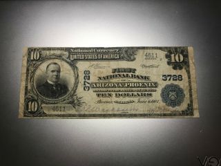 Phoenix,  Arizona 1902 National Bank Note.  Charter 3728.  Rare Second Title Note