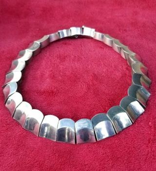 Vtg early Mexican Hector Aguilar style sterling silver 925 heavy necklace 10