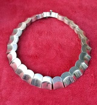 Vtg Early Mexican Hector Aguilar Style Sterling Silver 925 Heavy Necklace