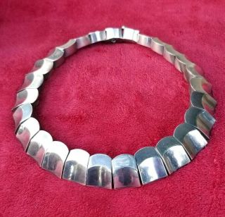 Vtg early Mexican Hector Aguilar style sterling silver 925 heavy necklace 4