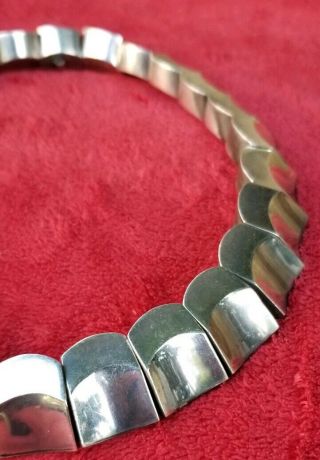 Vtg early Mexican Hector Aguilar style sterling silver 925 heavy necklace 5