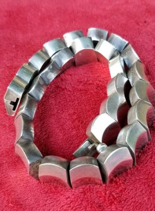 Vtg early Mexican Hector Aguilar style sterling silver 925 heavy necklace 8