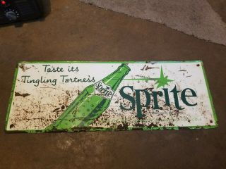 Sprite Embossed Sign 1960s General Store Vintage Old Coca Cola Soda Pop