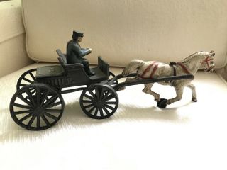 Antique Cast Iron Chief Of Police Horse Carriage