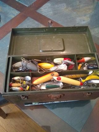 Vintage Tackle Box Full Of Fishing Lures