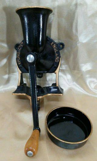 Vintage Spong & Co Ltd Cast Iron Burr Coffee Grinder Made In England No.  3 Black