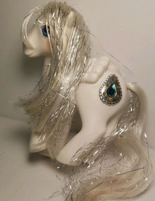 My Little Pony Princess Tiffany Pegasus Pony 1987 G1 White Tinsel Jewel Sparkly