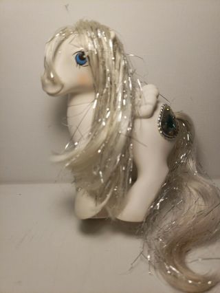 My Little Pony Princess Tiffany Pegasus Pony 1987 G1 White Tinsel Jewel Sparkly 2