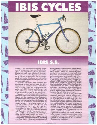 Ibis Ss Vintage Steel Mountain Bike Handmade In Sebastopol