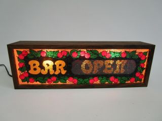 Vintage Retro Bar Open/closed Sign Light Tavern Man Cave Lite Lighted Cherrys