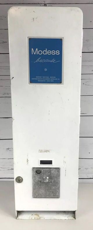 Modess Sanitary Napkin Vending Dispenser 10 Cent Machine Dime Coin Op Rare Vntg