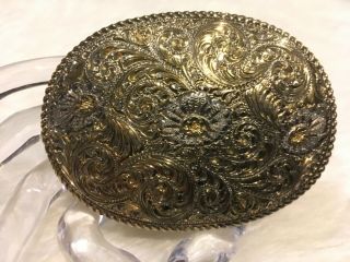 Vintage Crumrine 22k Gold On Sterling Silver Western Cowboy Belt Buckle 126 G