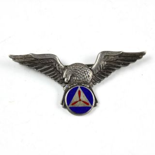 Ww2 Civil Air Patrol Cap Side Dress Cap Hat Pin Back Insignia Sterling Badge