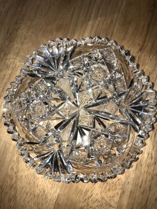 Antique Brilliant Period Hawkes (water Stamped Hawkes) Cut Glass Crystal Bowl