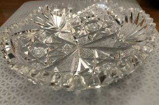 Antique Brilliant Period HAWKES (Water Stamped HAWKES) CUT GLASS CRYSTAL BOWL 8