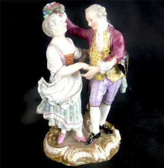 N502 Antique 19th Century Meissen Porcelain Figure Group Lover C75