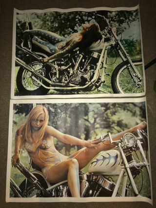 Pandora Prod True Vintage Nude Chopper Girls Set Of 2 Posters 1968