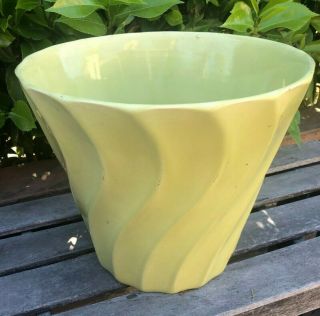 Vintage Bauer Pottery Lg Chartreuse Swirl Pot 10 Planter Mcm California Pottery