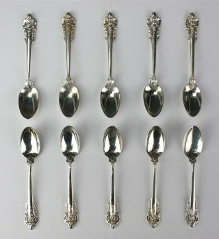 10 Wallace Sterling Silver 925 Grand Baroque 1941 Demitasse Teaspoon Spoons Ajb