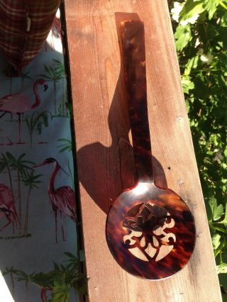 Antique Faux Tortoise Shell Carved Large Spoon