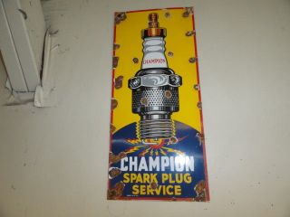 Vintage 18 - 8 Champion Spark Plugs Service Pump Plate Gas Oil Porcelain Signs