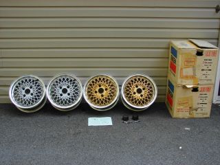 Nos Vintage Riken Mesh Wheels 14x6 4 Bolt 114.  3 / 4.  5 Bc Mazda Rx7 Datsun Z Mgb