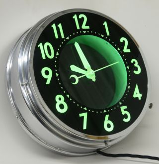 50s Vintage Mini Glo - Dial Electric Neon Clock Light - Up Advertising Old