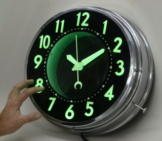 50s vintage MINI GLO - DIAL Electric Neon Clock light - up advertising old 4