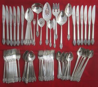 Vintage Oneida Community Vinland Stainless Flatware 86pc Set Svc 12,  Serving Mcm