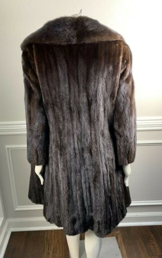 Vintage Mink Fur Coat Stroller Dark Brown Knee Length Jacket Fisher ? Small 6 8 3