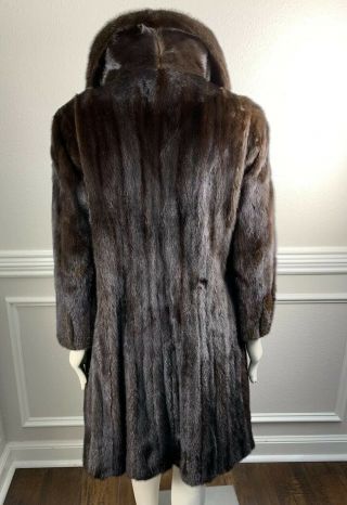 Vintage Mink Fur Coat Stroller Dark Brown Knee Length Jacket Fisher ? Small 6 8 4