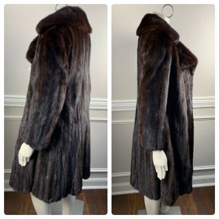 Vintage Mink Fur Coat Stroller Dark Brown Knee Length Jacket Fisher ? Small 6 8 5