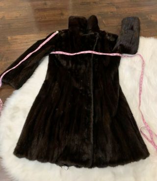 Vintage Mink Fur Coat Stroller Dark Brown Knee Length Jacket Fisher ? Small 6 8 7