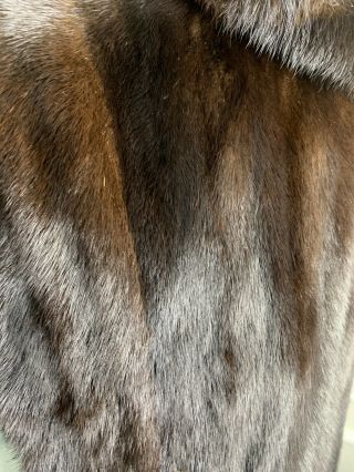 Vintage Mink Fur Coat Stroller Dark Brown Knee Length Jacket Fisher ? Small 6 8 8