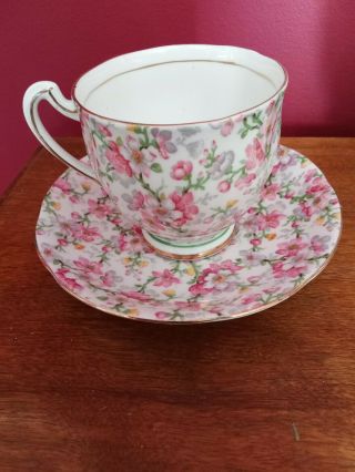 Royal Standard Tea Cup And Saucer May Medley Chintz Pattern Floral Teacup