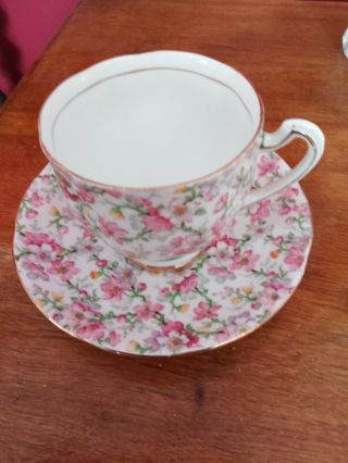 ROYAL STANDARD tea cup and saucer May Medley CHINTZ pattern floral teacup 2