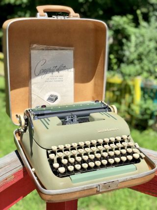Vintage 1957 Smith Corona Silent Typewriter Seafoam Green Model No H65432l