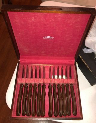 Vintage Cutco Set Of 12 Knives W/ Wood Box 59 Quality Not Estate